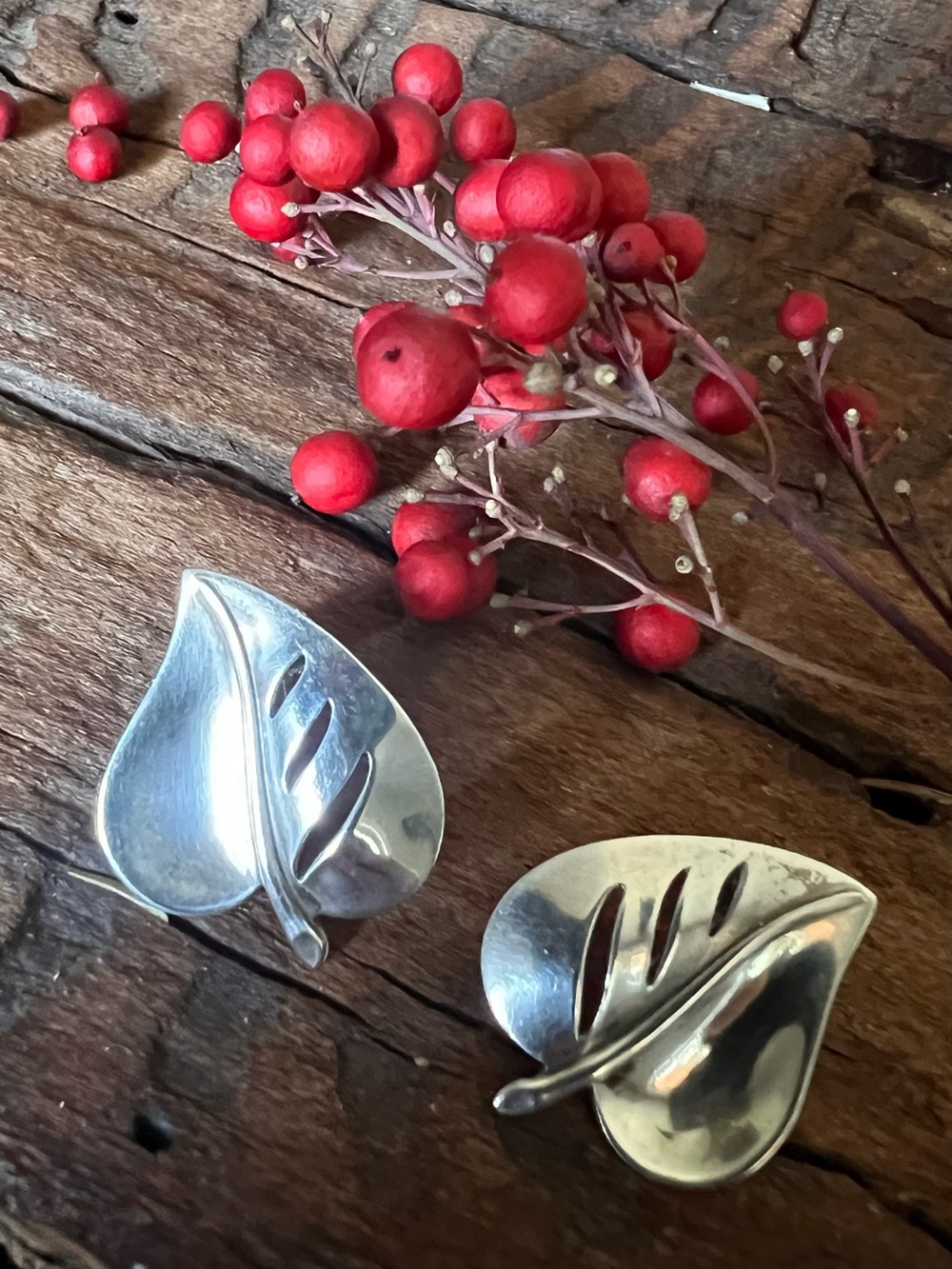Coro Sterling Earrings  Monstera Leaves Leaf Garden Spring Screw-backs Vintage